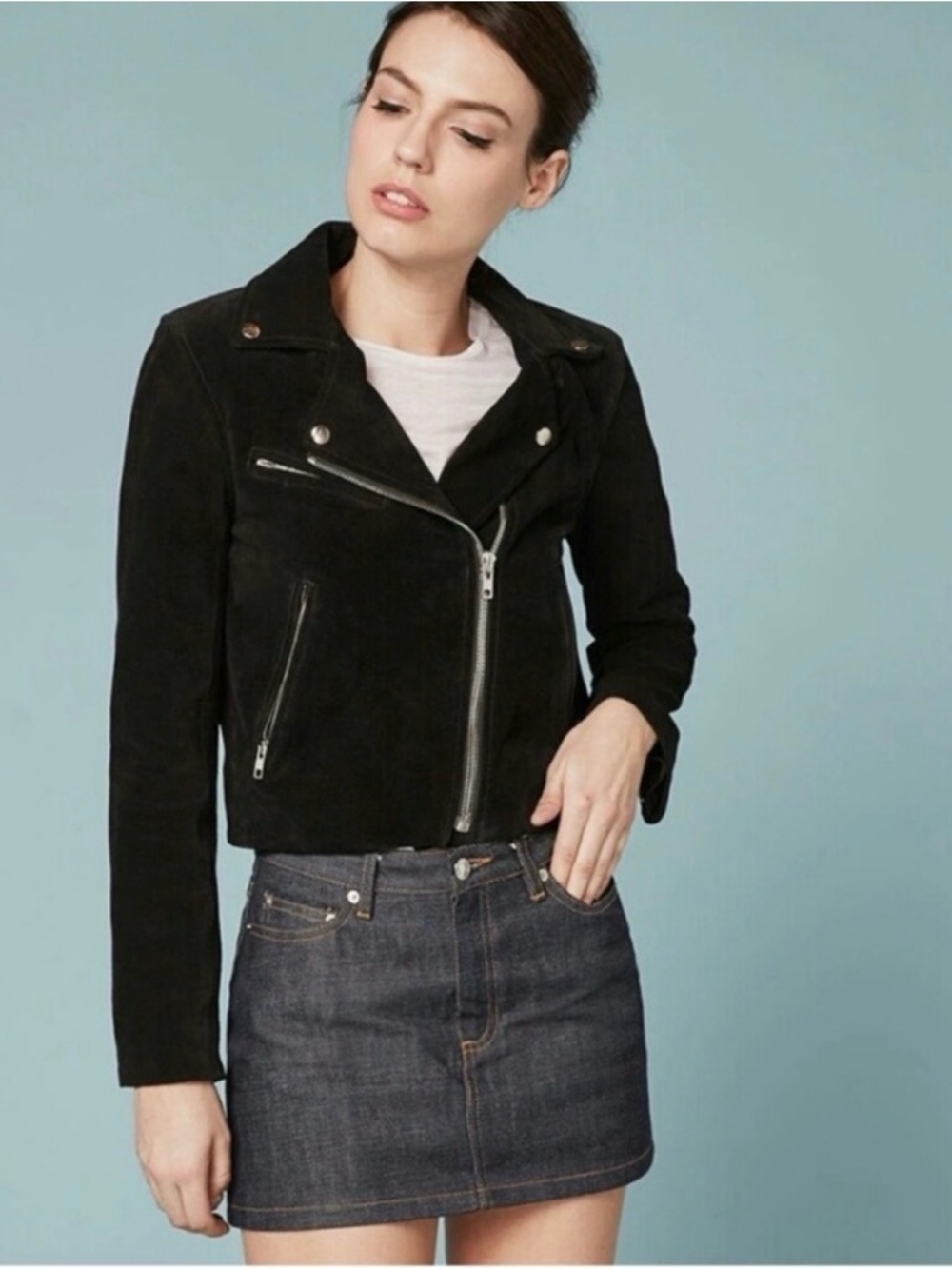Black Reformation Suede Moto Jacket - Women's M